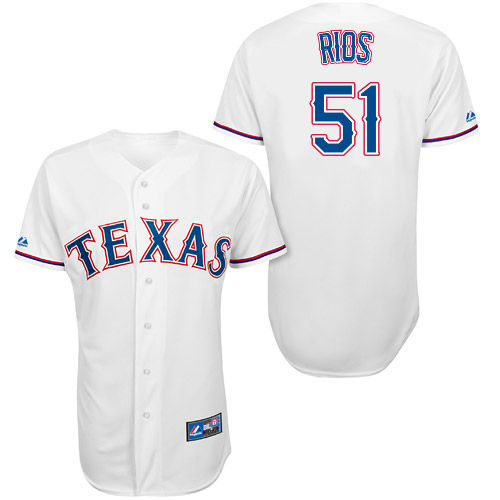 Alex Rios #51 Youth Baseball Jersey-Texas Rangers Authentic Home White Cool Base MLB Jersey